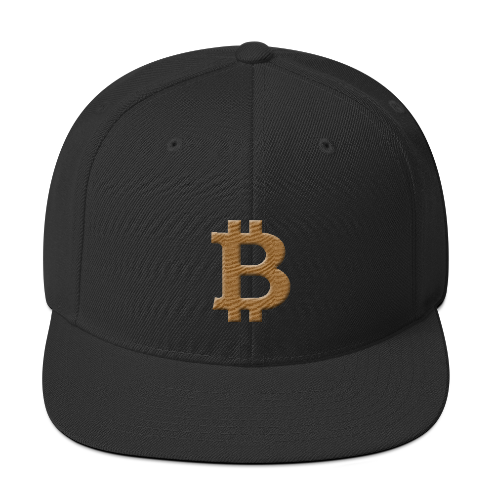 Bitcoin B Snapback Hat Gold  zeroconfs Black  