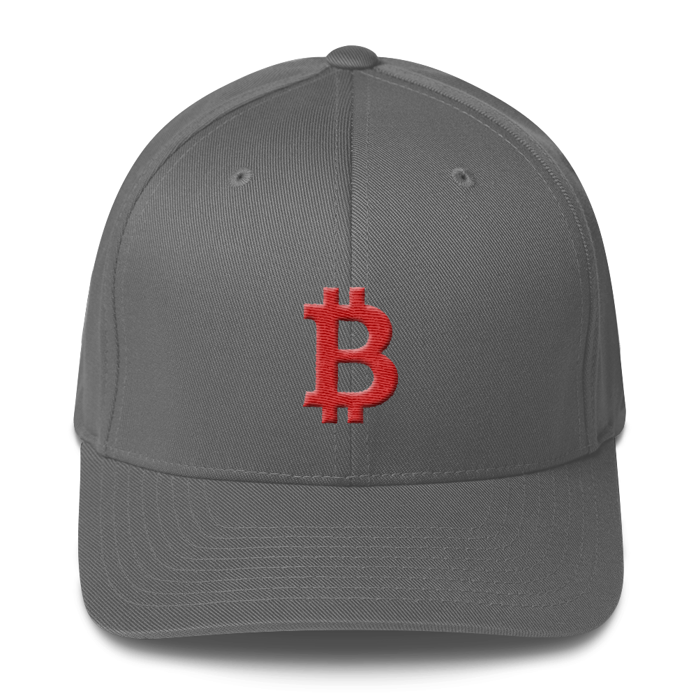 Bitcoin B Flexfit Cap Red  zeroconfs Grey S/M 