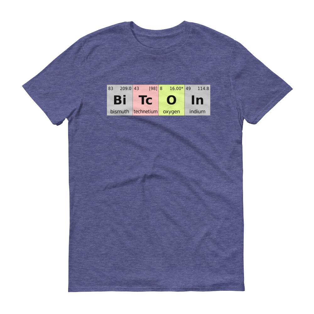 Bitcoin Periodic Table Short-Sleeve T-Shirt  zeroconfs Heather Blue S 
