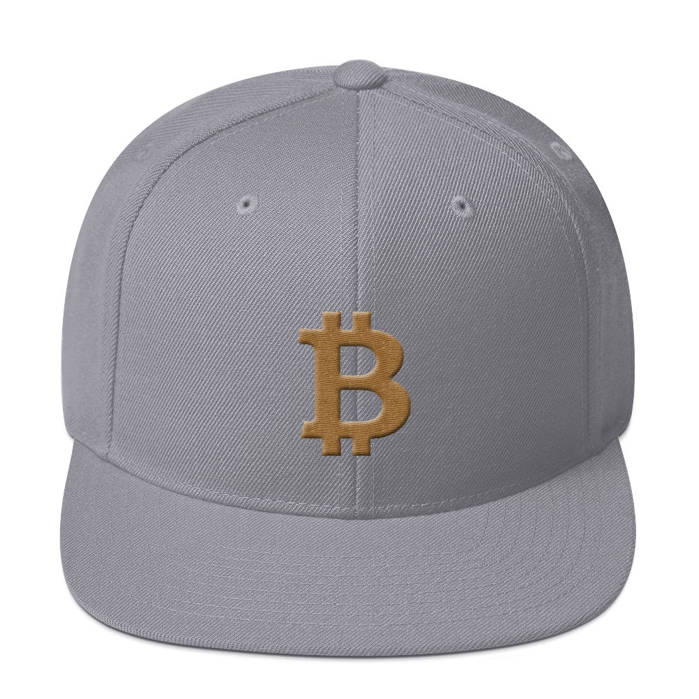 Bitcoin B Snapback Hat Gold  zeroconfs Silver  