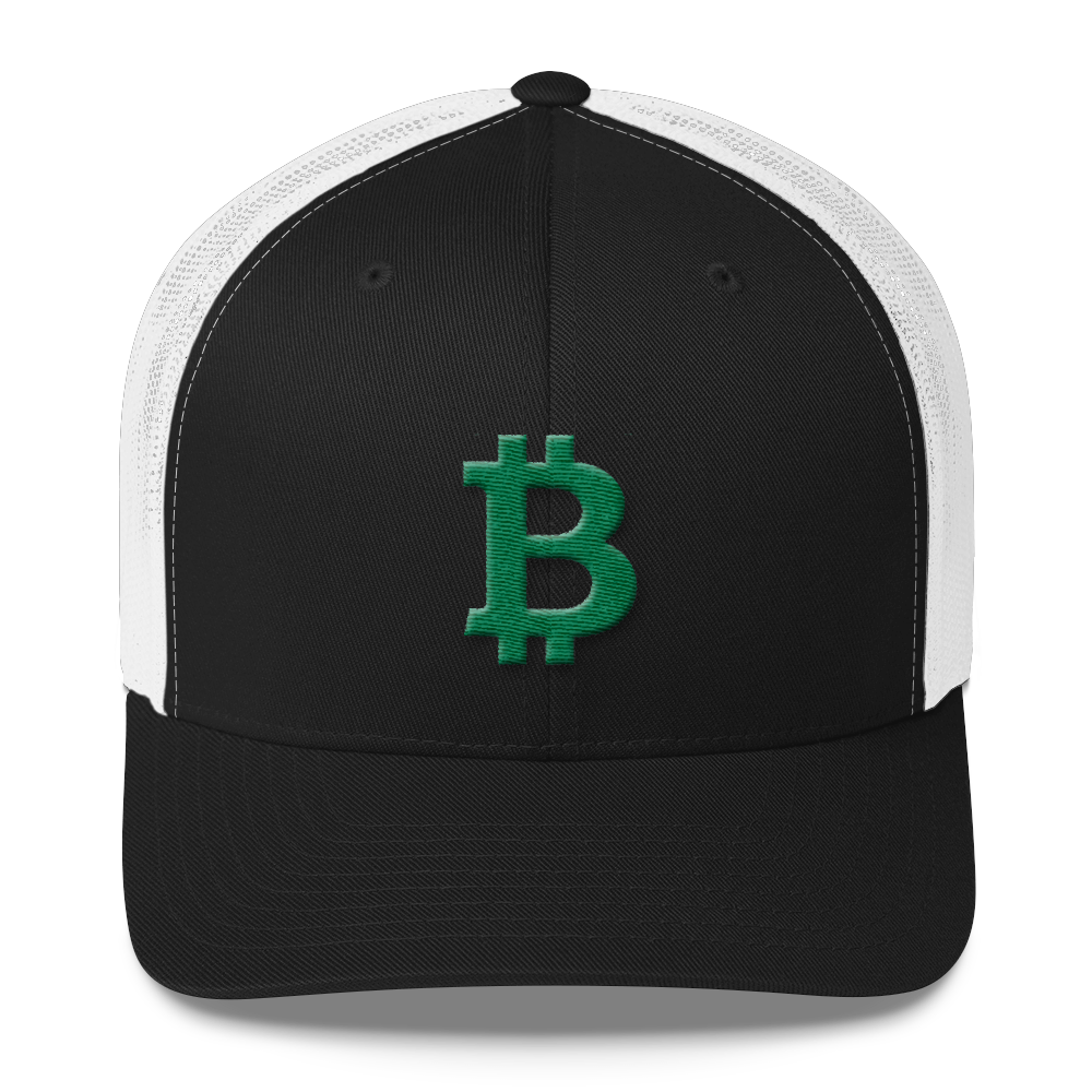 Bitcoin B Trucker Cap Green  zeroconfs Black/ White  
