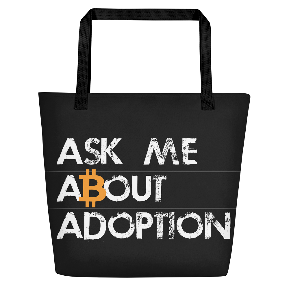 Ask Me About Adoption Bitcoin Beach Bag  zeroconfs Black  