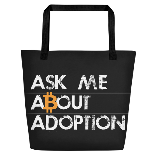 Ask Me About Adoption Bitcoin Beach Bag  zeroconfs Black  