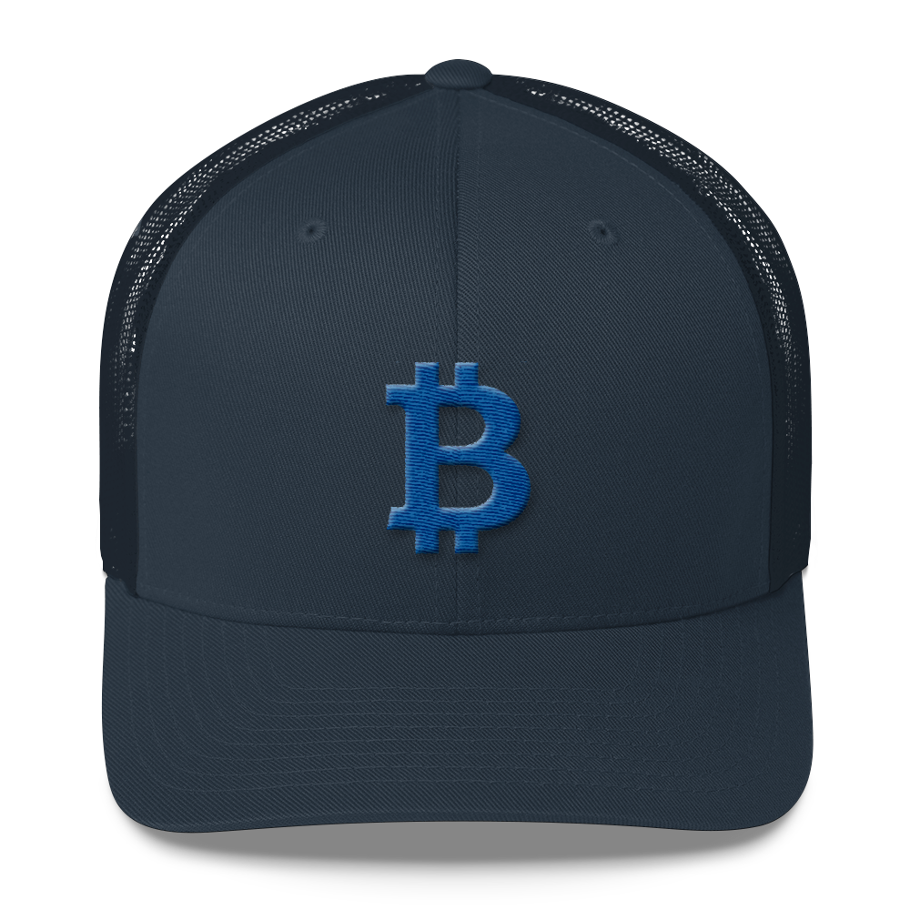 Bitcoin B Trucker Cap Blue  zeroconfs Navy  