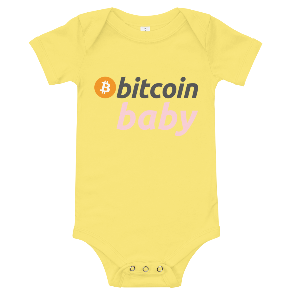 Bitcoin Baby Pink Logo Bodysuit  zeroconfs Yellow 3-6m 