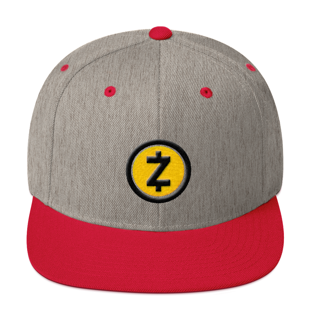 Zcash Snapback Hat  zeroconfs Heather Grey/ Red  
