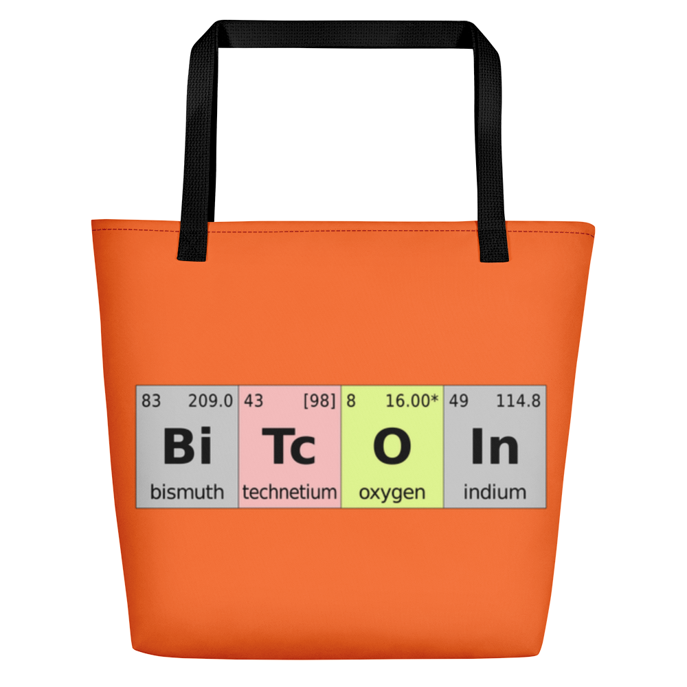 Bitcoin Periodic Table Orange Beach Bag  zeroconfs Black  