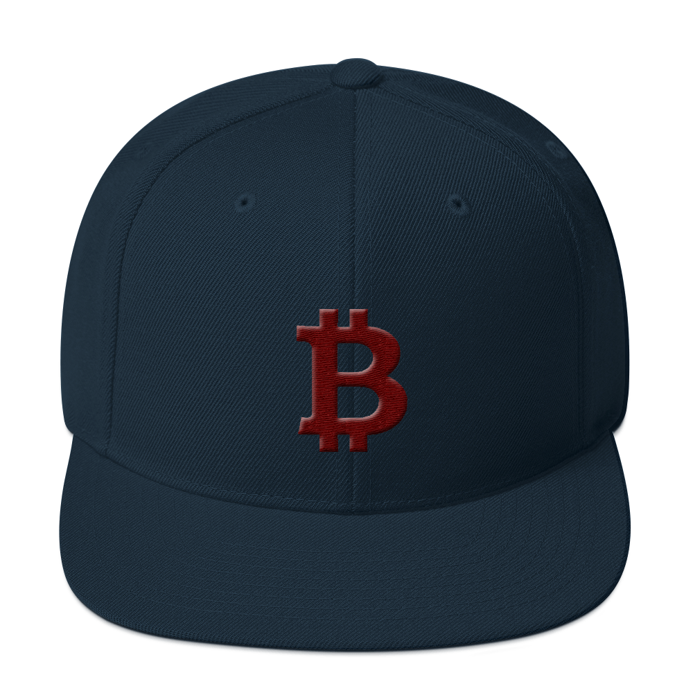 Bitcoin B Snapback Hat Maroon  zeroconfs Dark Navy  