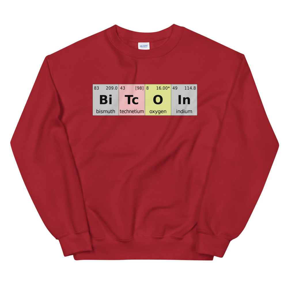 Bitcoin Periodic Table Sweatshirt  zeroconfs Red S 