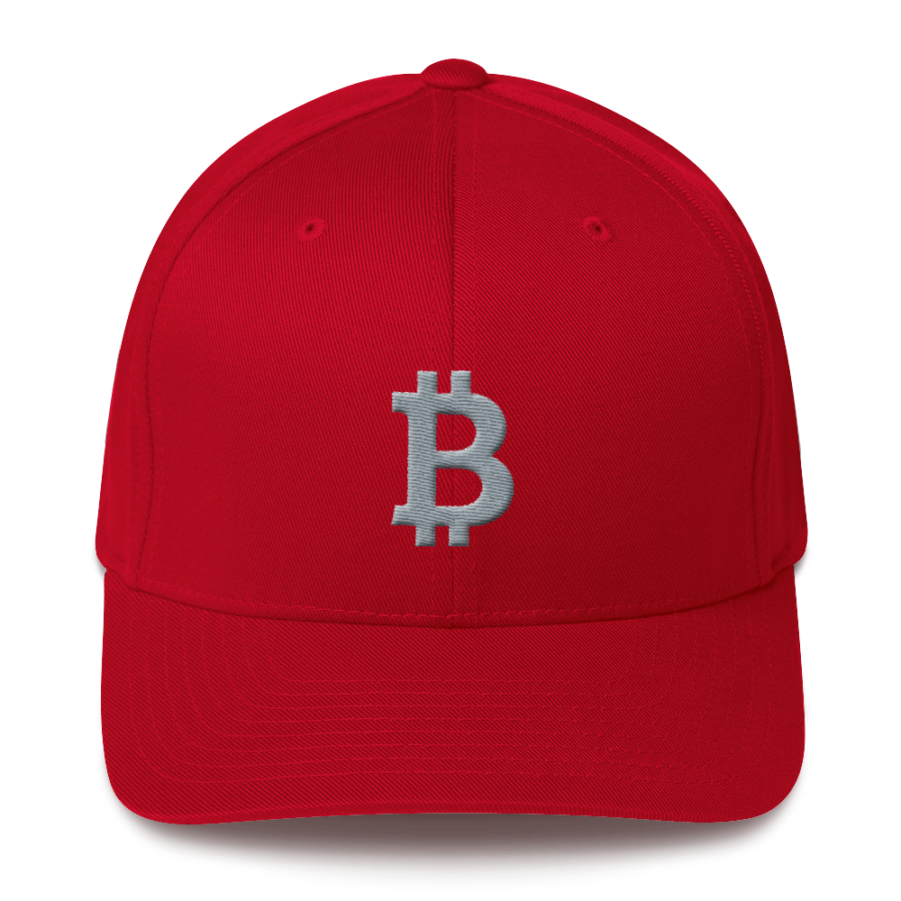 Bitcoin B Flexfit Cap Gray  zeroconfs Red S/M 