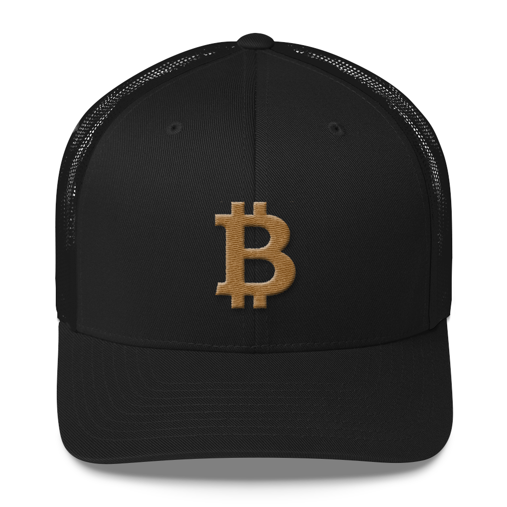 Bitcoin B Trucker Cap Gold  zeroconfs Black  