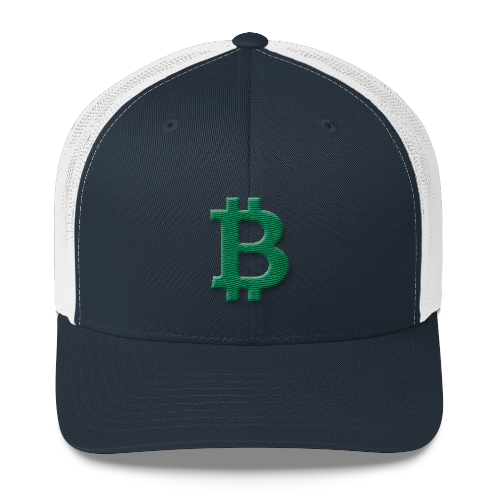 Bitcoin B Trucker Cap Green  zeroconfs Navy/ White  