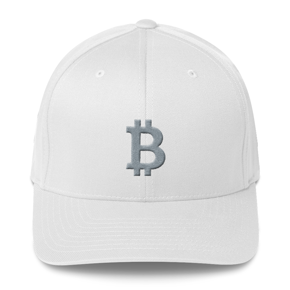 Bitcoin B Flexfit Cap Gray  zeroconfs White S/M 