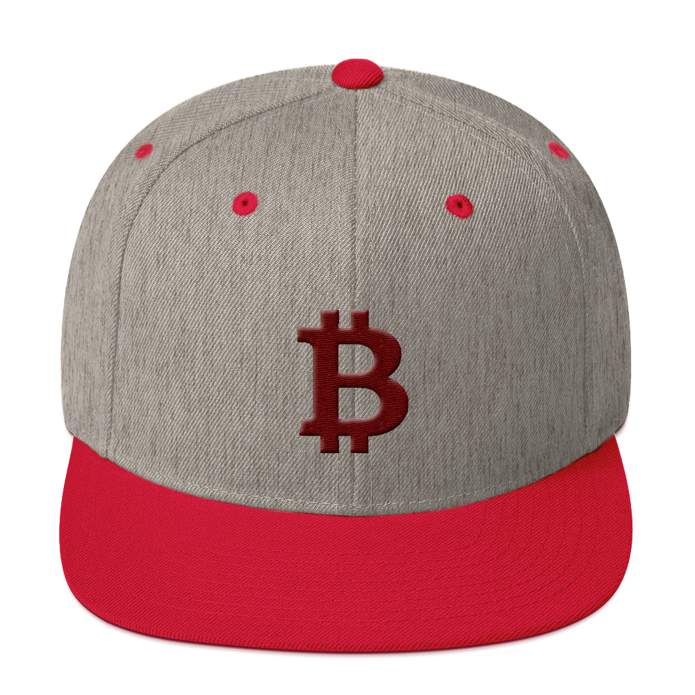 Bitcoin B Snapback Hat Maroon  zeroconfs Heather Grey/ Red  