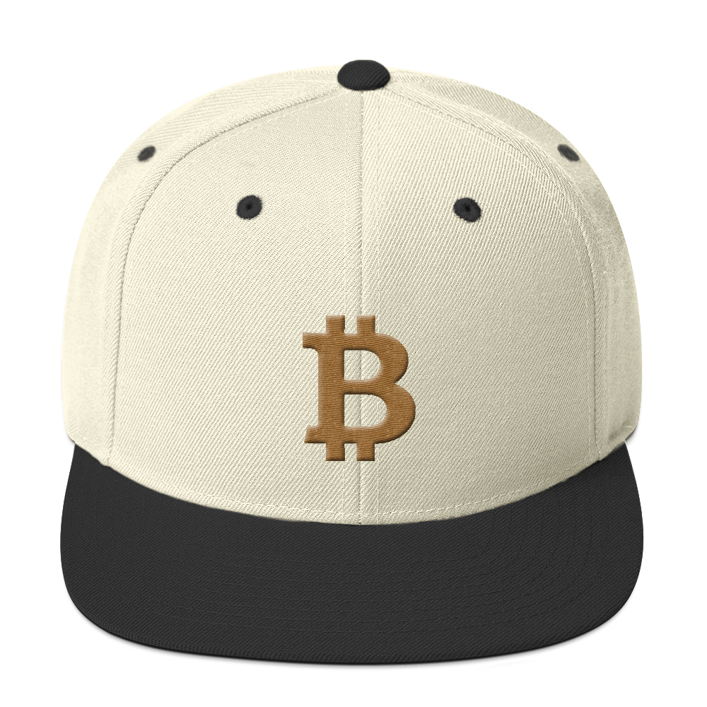 Bitcoin B Snapback Hat Gold  zeroconfs Natural/ Black  