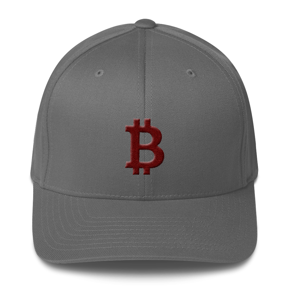 Bitcoin B Flexfit Cap Maroon  zeroconfs Grey S/M 