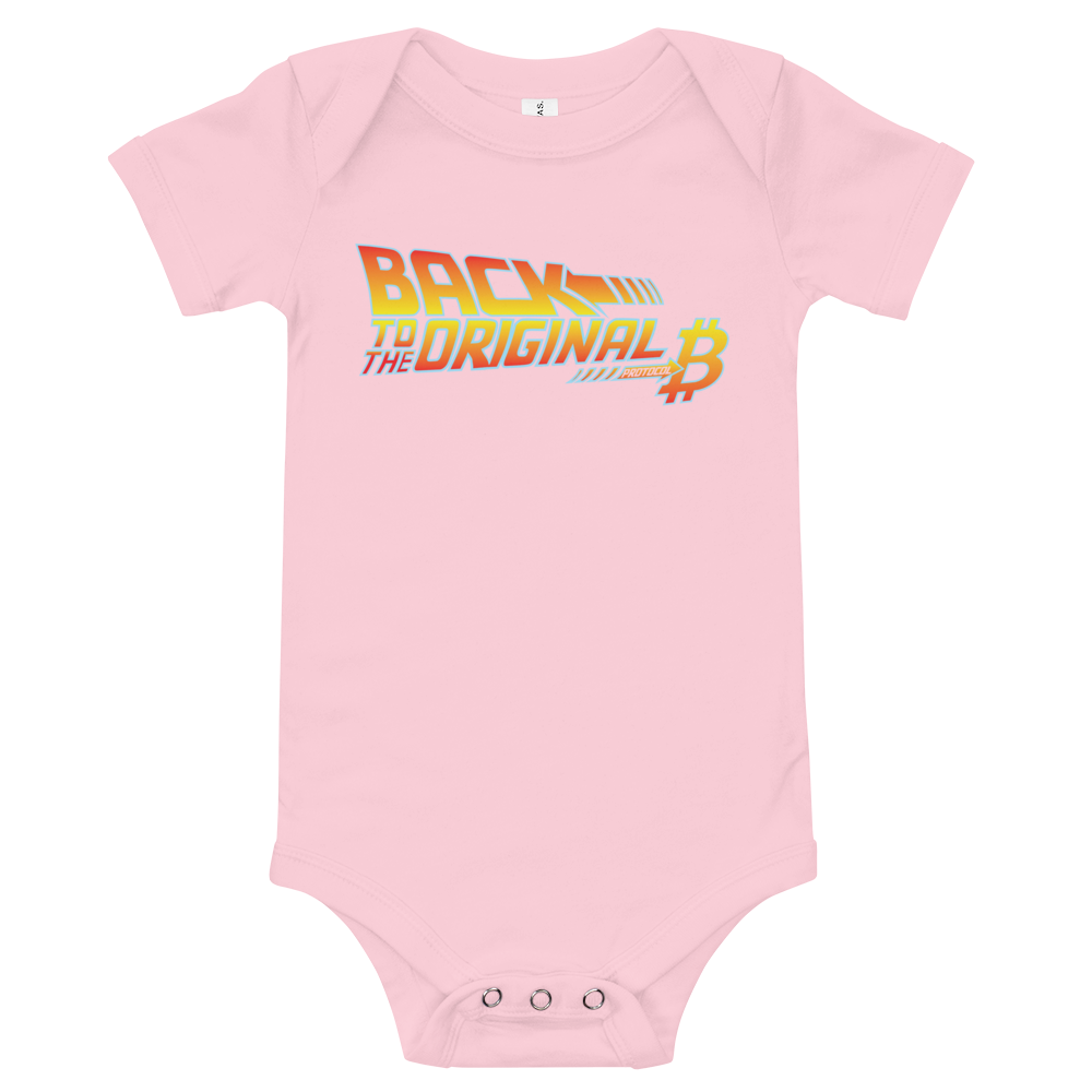 Back To The Original Bitcoin Protocol Baby Bodysuit  zeroconfs Pink 3-6m 