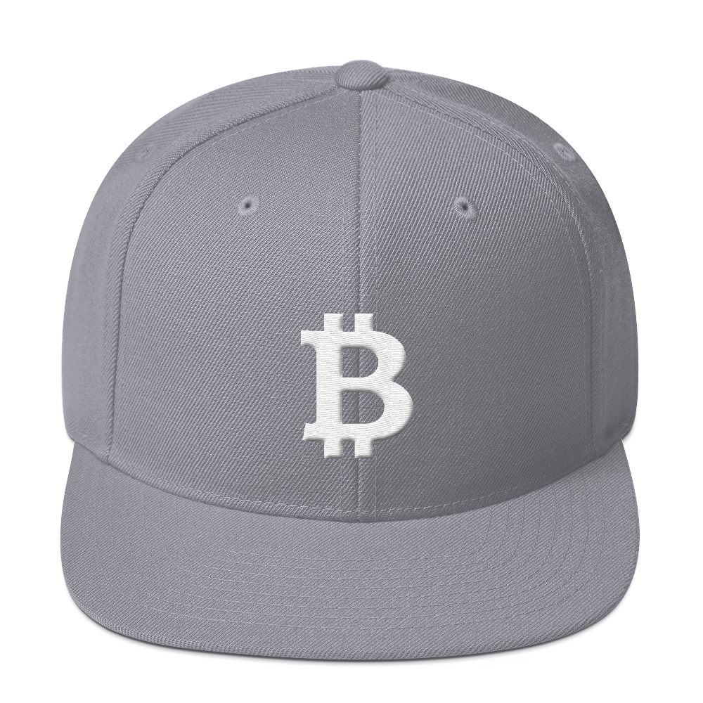 Bitcoin B Snapback Hat White  zeroconfs Silver  