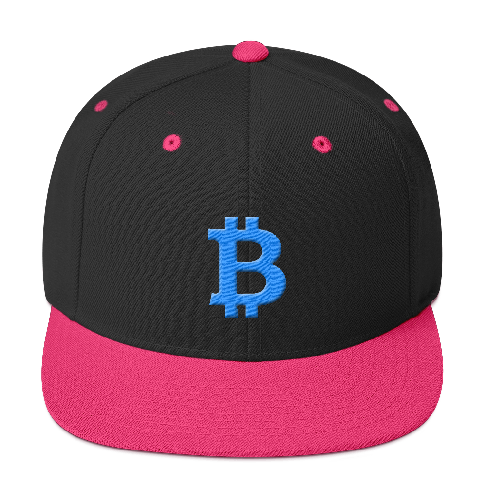 Bitcoin B Snapback Hat Teal  zeroconfs Black/ Neon Pink  
