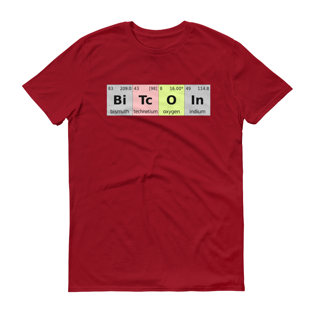 Bitcoin Periodic Table Short-Sleeve T-Shirt  zeroconfs Independence Red S 