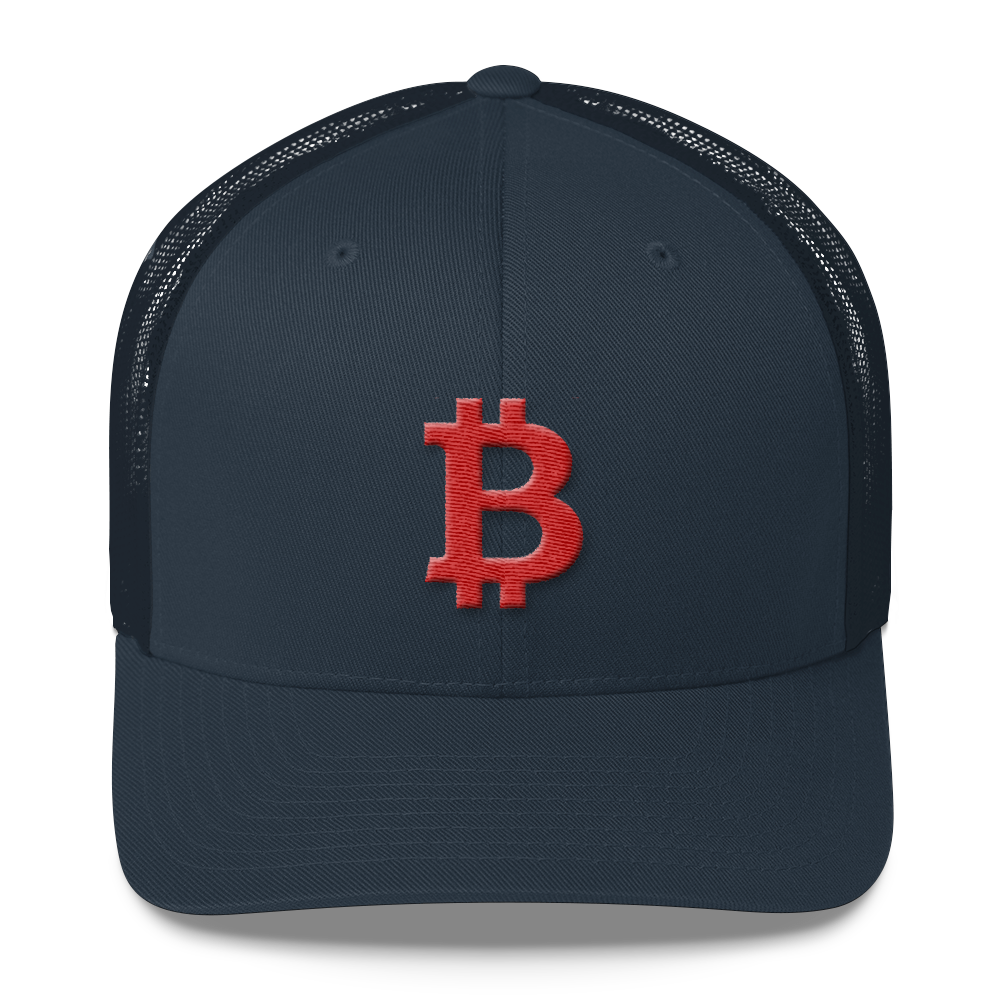 Bitcoin B Trucker Cap Red  zeroconfs Navy  