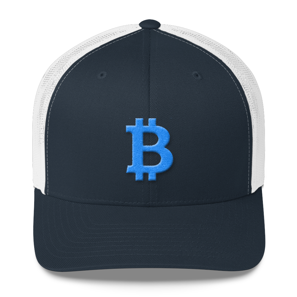 Bitcoin B Trucker Cap Teal  zeroconfs Navy/ White  