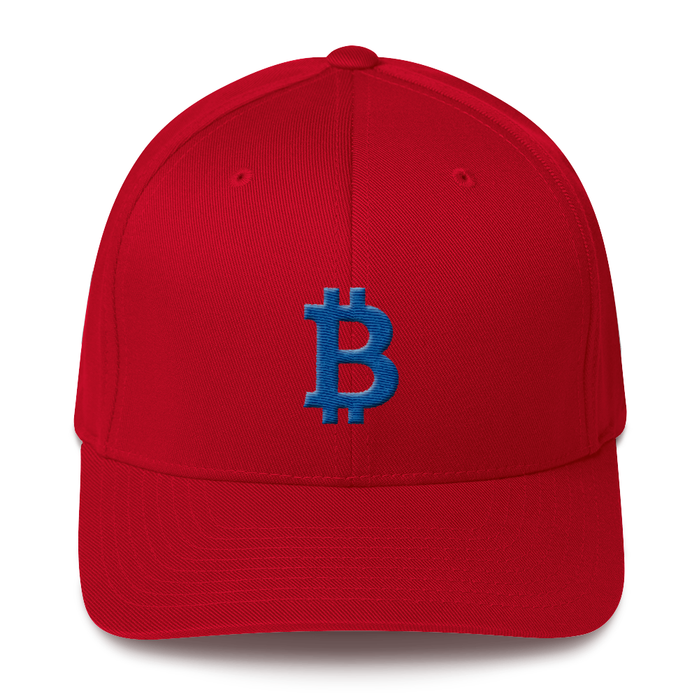 Bitcoin B Flexfit Cap Blue  zeroconfs Red S/M 