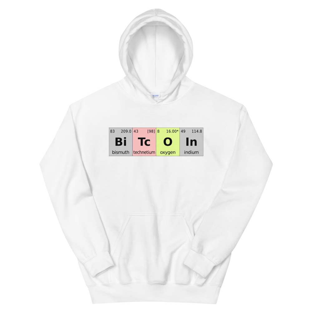 Bitcoin Periodic Table Hooded Sweatshirt  zeroconfs White S 