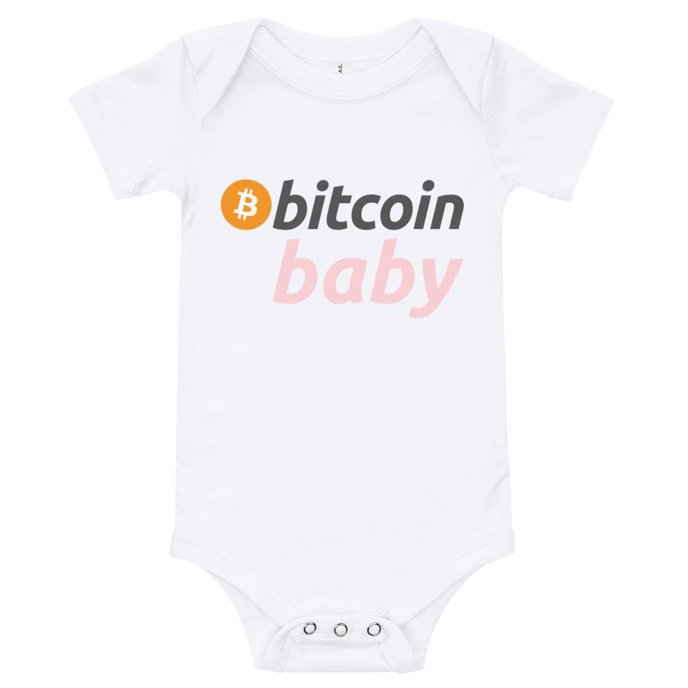 Bitcoin Baby Pink Logo Bodysuit  zeroconfs White 3-6m 