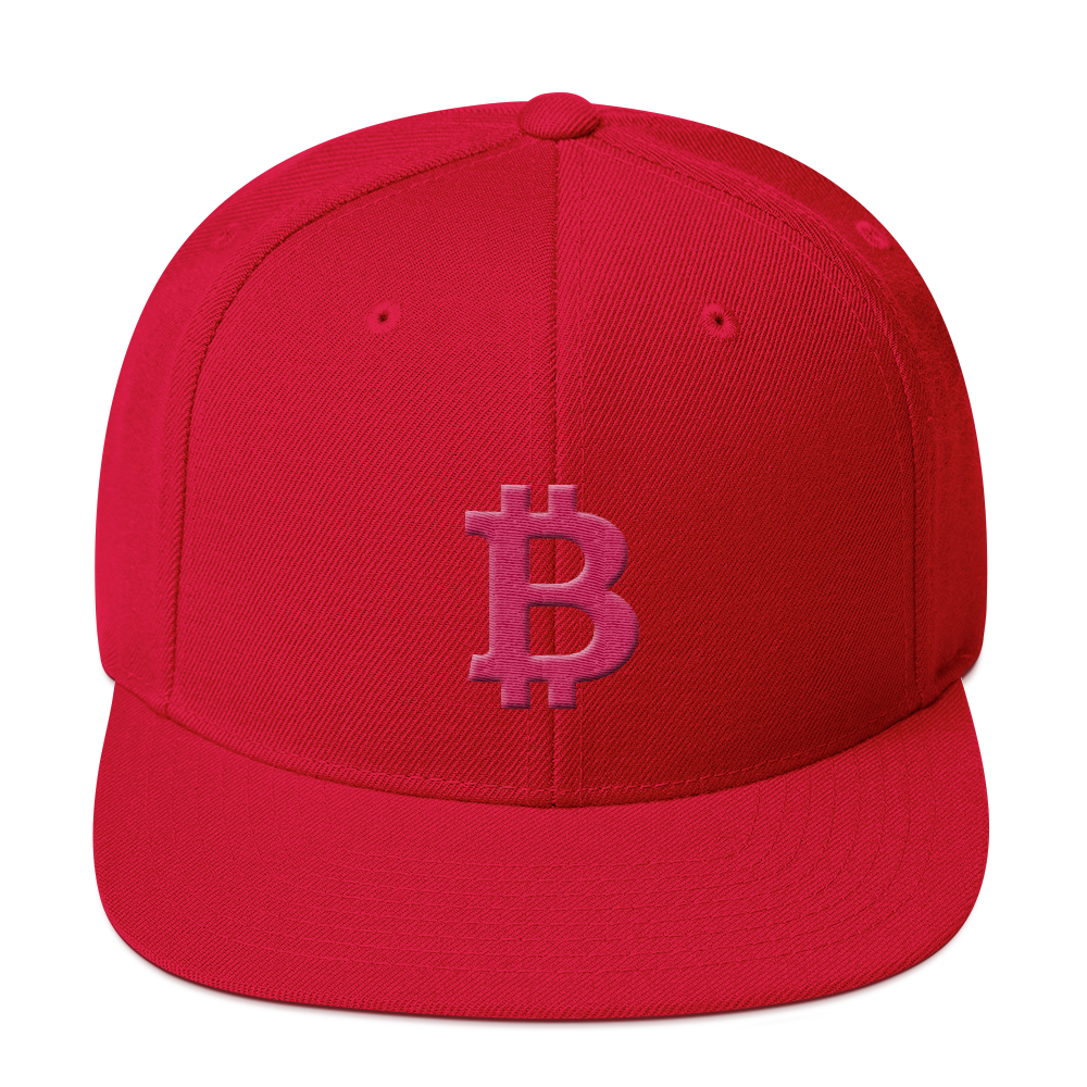 Bitcoin B Snapback Hat Pink  zeroconfs Red  