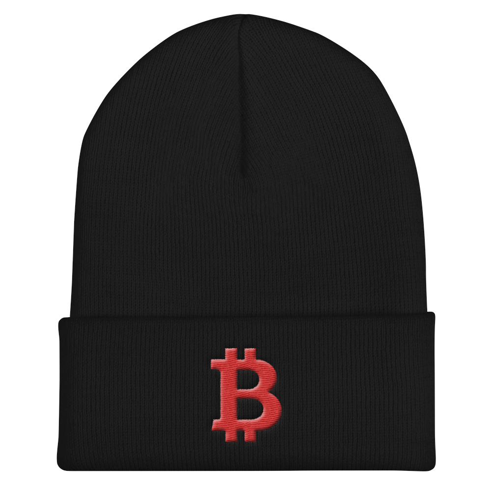 Bitcoin B Cuffed Beanie Red  zeroconfs Black  