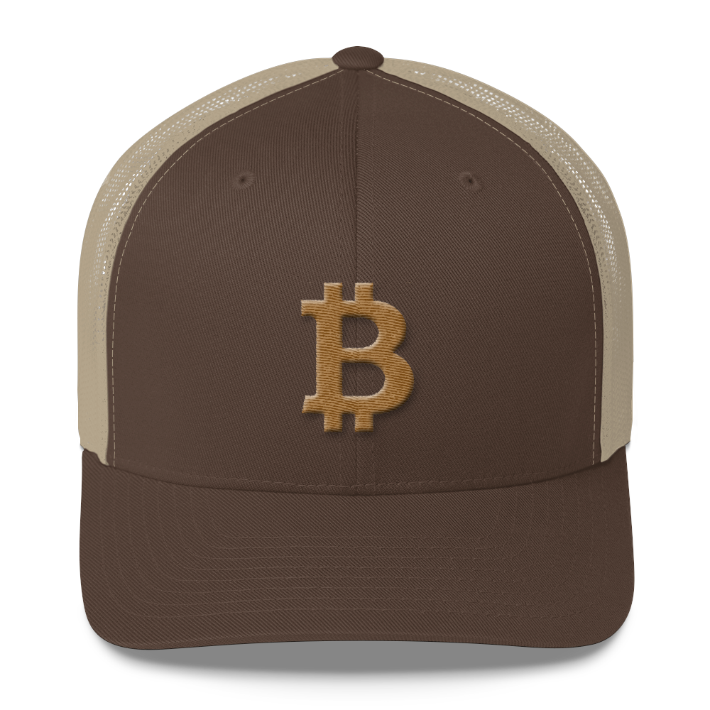 Bitcoin B Trucker Cap Gold  zeroconfs Brown/ Khaki  