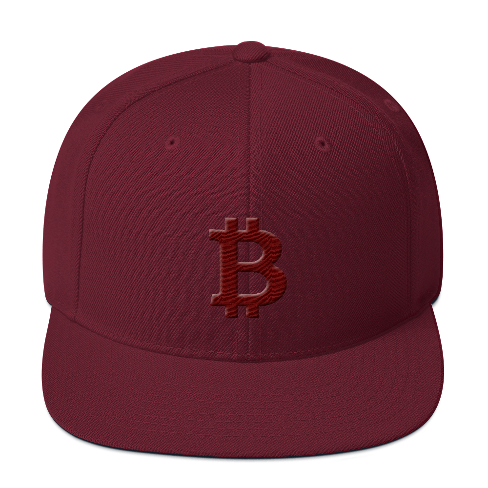 Bitcoin B Snapback Hat Maroon  zeroconfs Maroon  