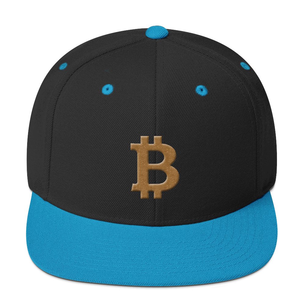 Bitcoin B Snapback Hat Gold  zeroconfs Black/ Teal  