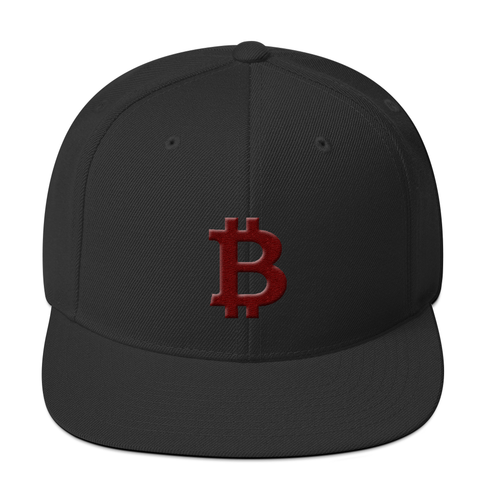 Bitcoin B Snapback Hat Maroon  zeroconfs Black  