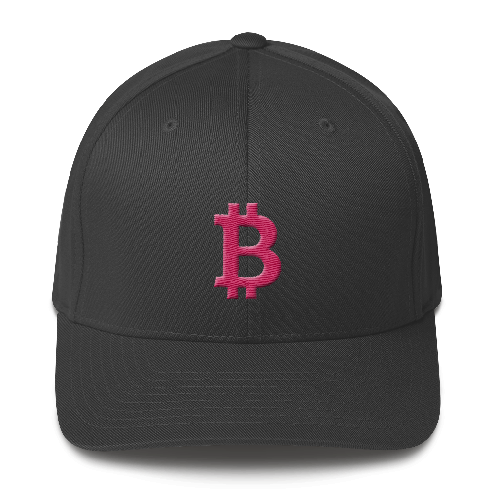 Bitcoin B Flexfit Cap Pink  zeroconfs Dark Grey S/M 
