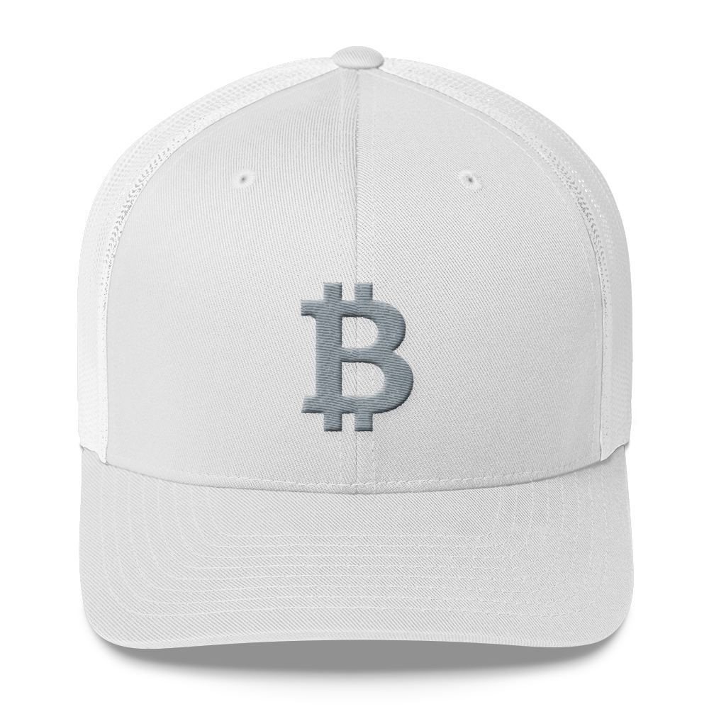 Bitcoin B Trucker Cap Gray  zeroconfs White  