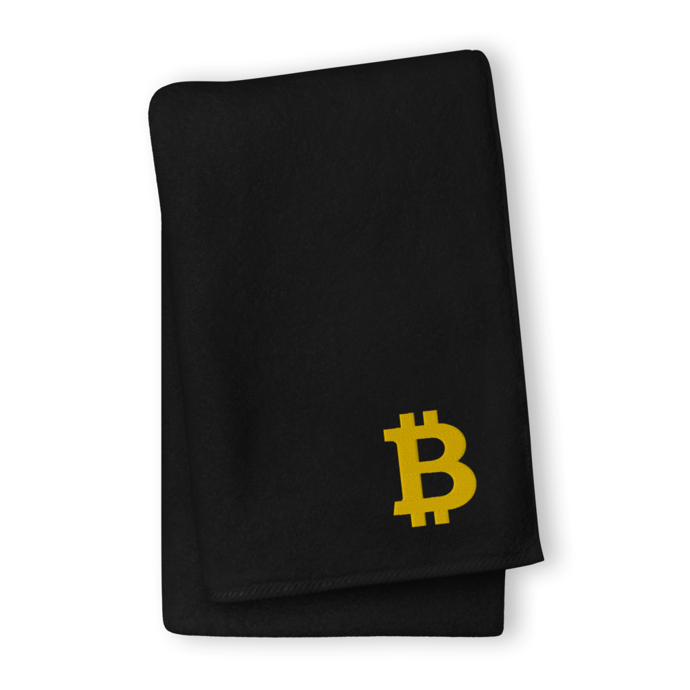 Bitcoin Gold Premium Embroidered Towel  zeroconfs Black GIANT Towel 