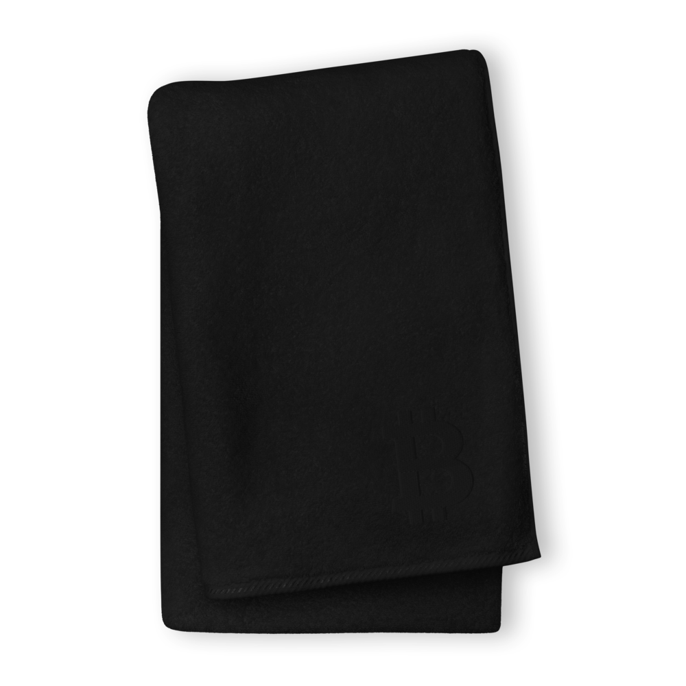 Bitcoin Black Premium Embroidered Towel  zeroconfs Black GIANT Towel 