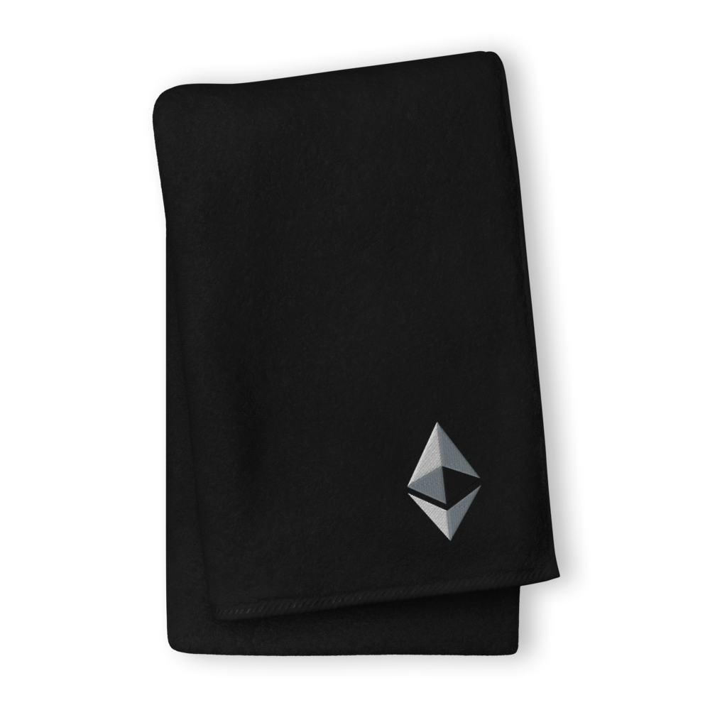 Ethereum Premium Embroidered Towel  zeroconfs Black GIANT Towel 