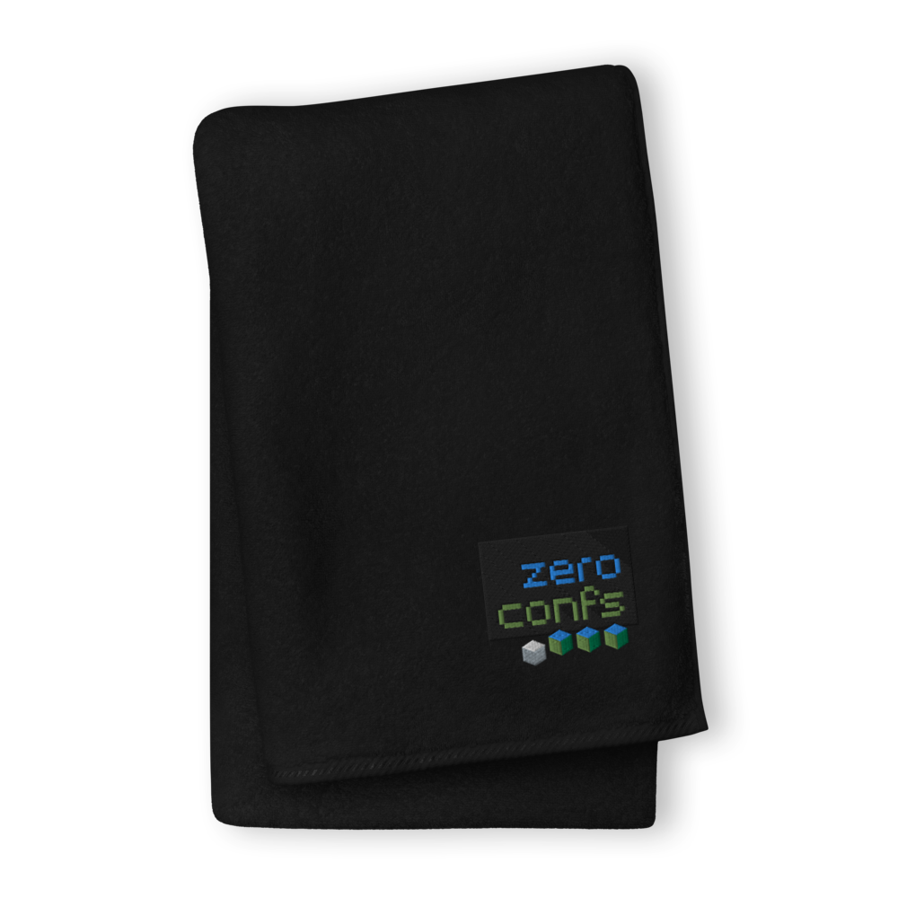 Zeroconfs.com Premium Embroidered Towel  zeroconfs Black GIANT Towel 