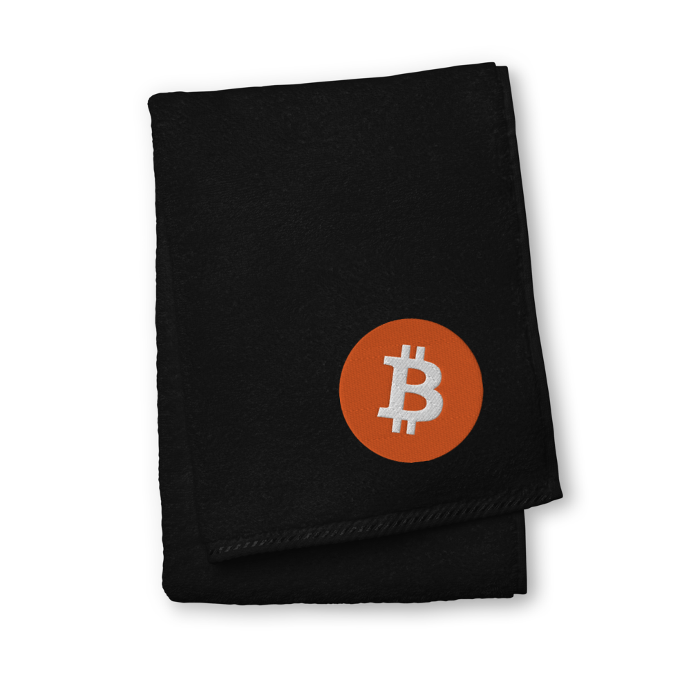 Bitcoin Core Logo Premium Embroidered Towel  zeroconfs Black Hand Towel 