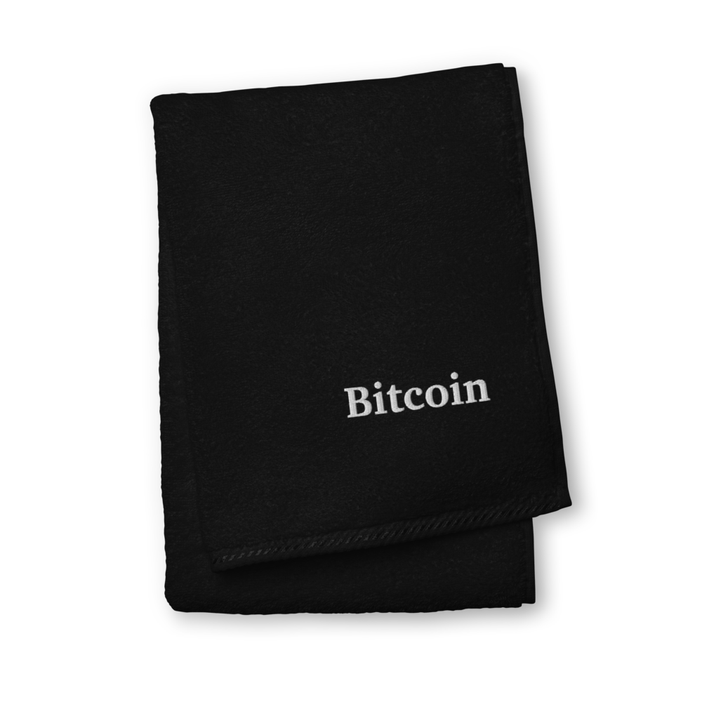 Bitcoin By Satoshi Premium Embroidered Towel  zeroconfs Black Hand Towel 