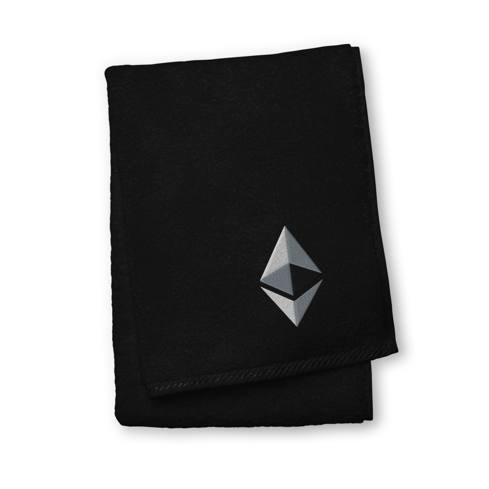 Ethereum Premium Embroidered Towel  zeroconfs Black Hand Towel 