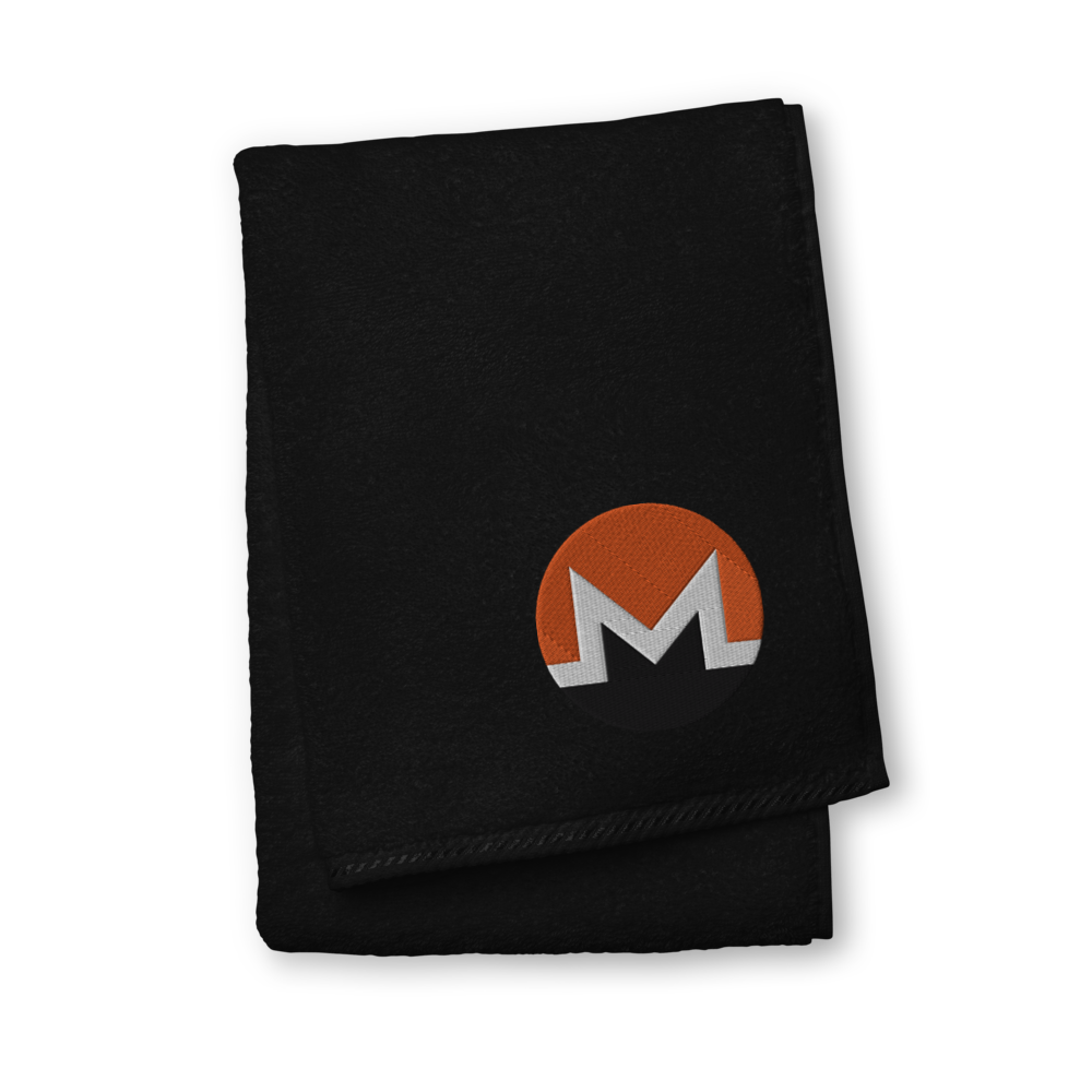 Monero Premium Embroidered Towel  zeroconfs Black Hand Towel 