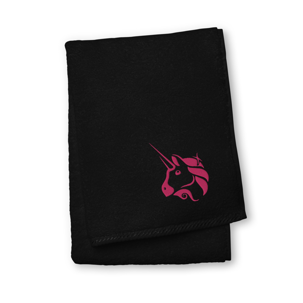 Uniswap Unicorn Premium Embroidered Towel  zeroconfs Black Hand Towel 