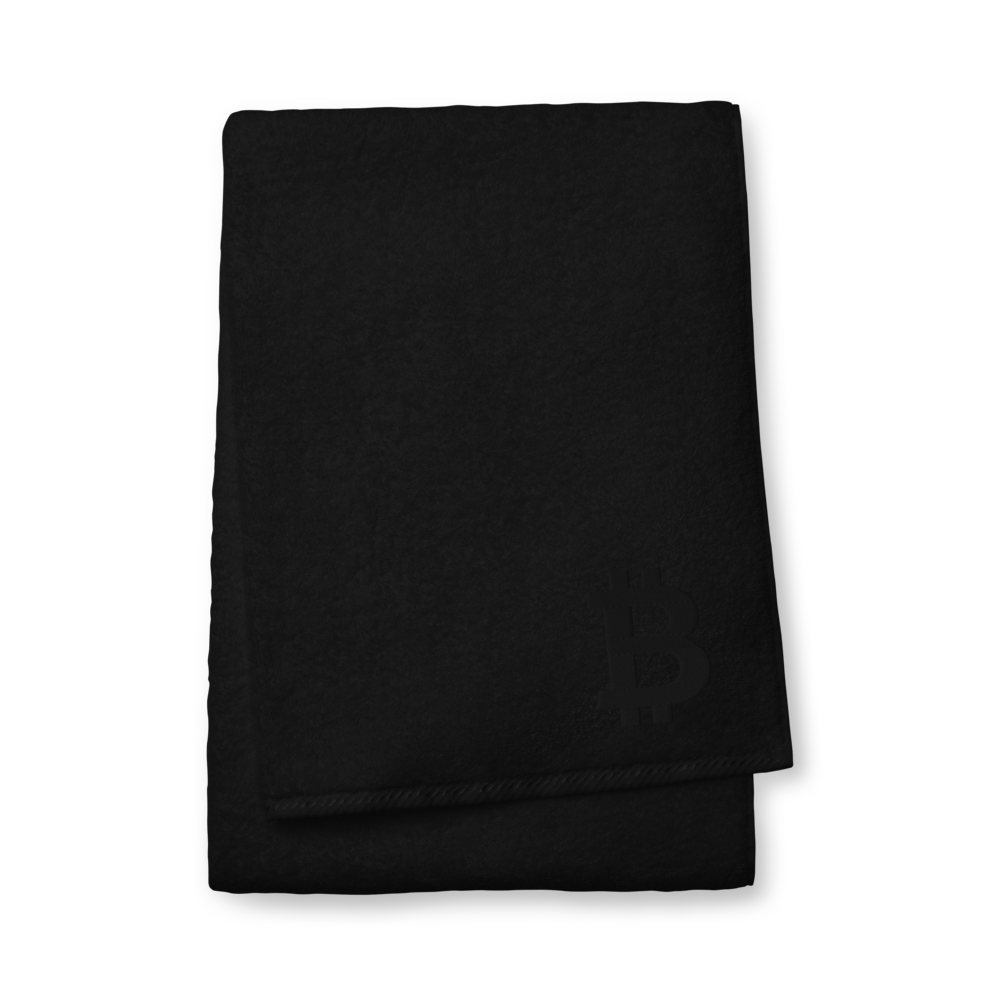 Bitcoin Black Premium Embroidered Towel  zeroconfs Black Bath Towel 