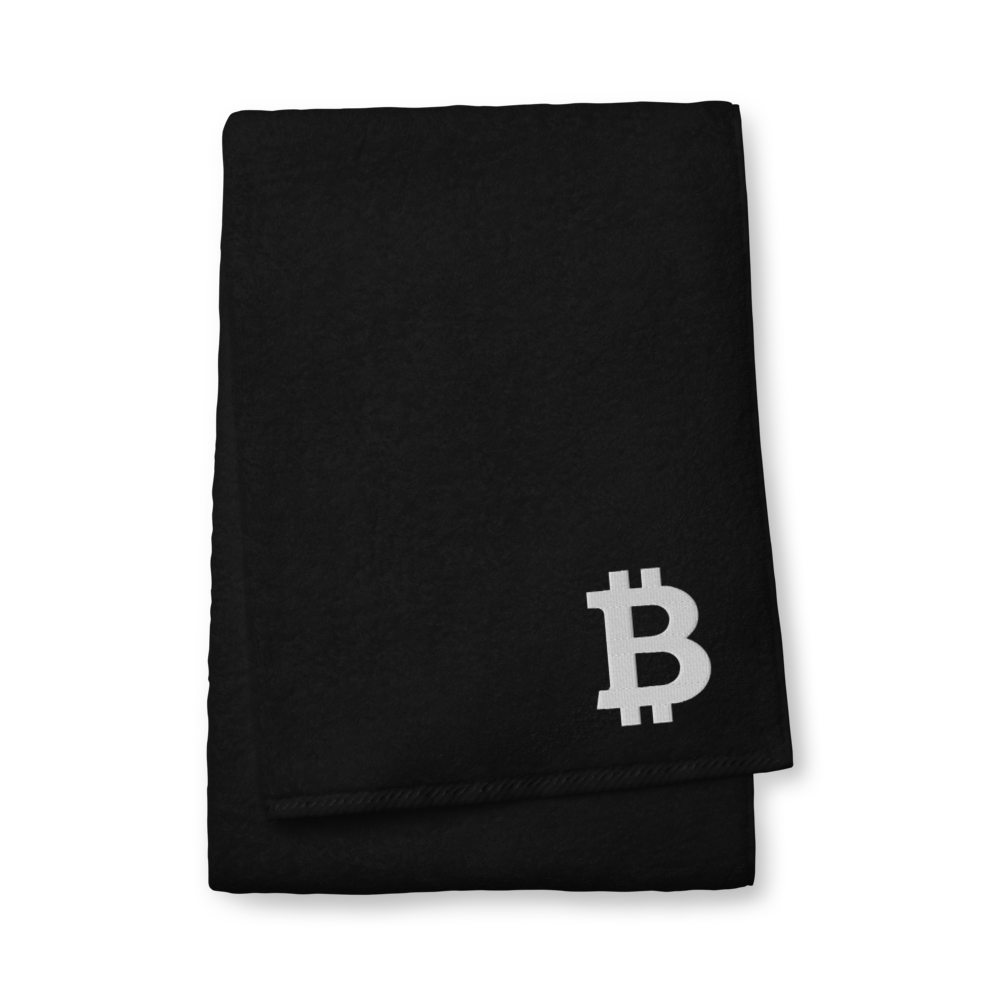 Bitcoin White Premium Embroidered Towel  zeroconfs Black Bath Towel 