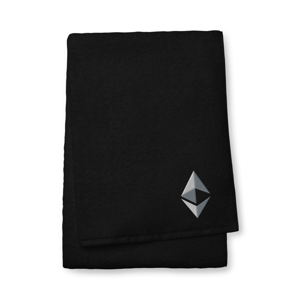 Ethereum Premium Embroidered Towel  zeroconfs Black Bath Towel 