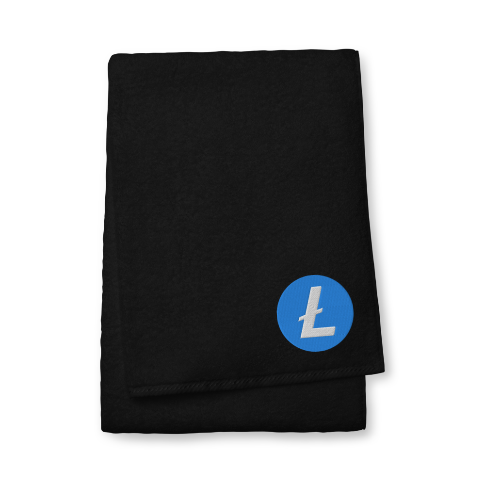 Litecoin Premium Embroidered Towel  zeroconfs Black Bath Towel 